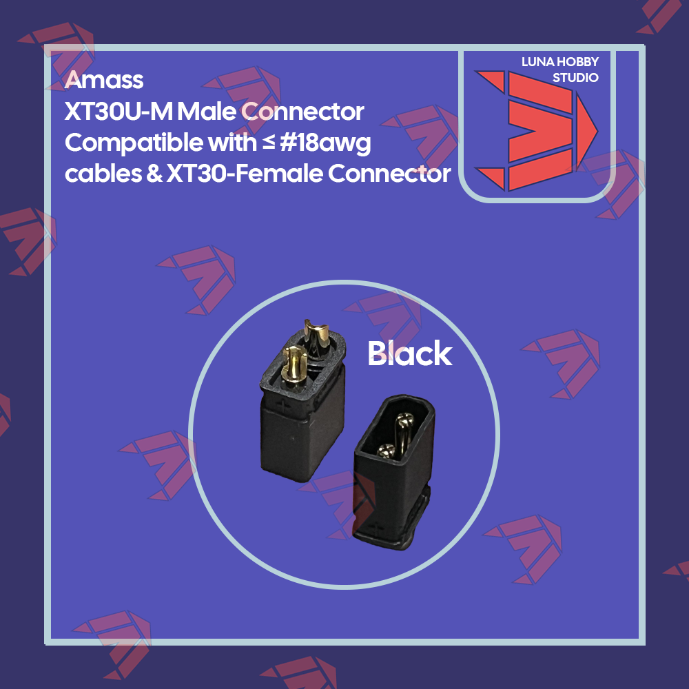 Amass XT30U-M Male Lead to JR Male Lead Extension Silicone Wire | @LUNA HOBBY STUDIO「LHS」