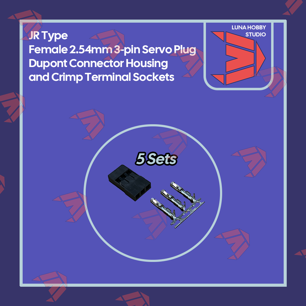 2.54mm 3-pin JR Type Futaba Type Male and Female Servo Plug Dupont Connector Housings and Crimp Terminal Pins for RC | @LUNA HOBBY STUDIO「LHS」