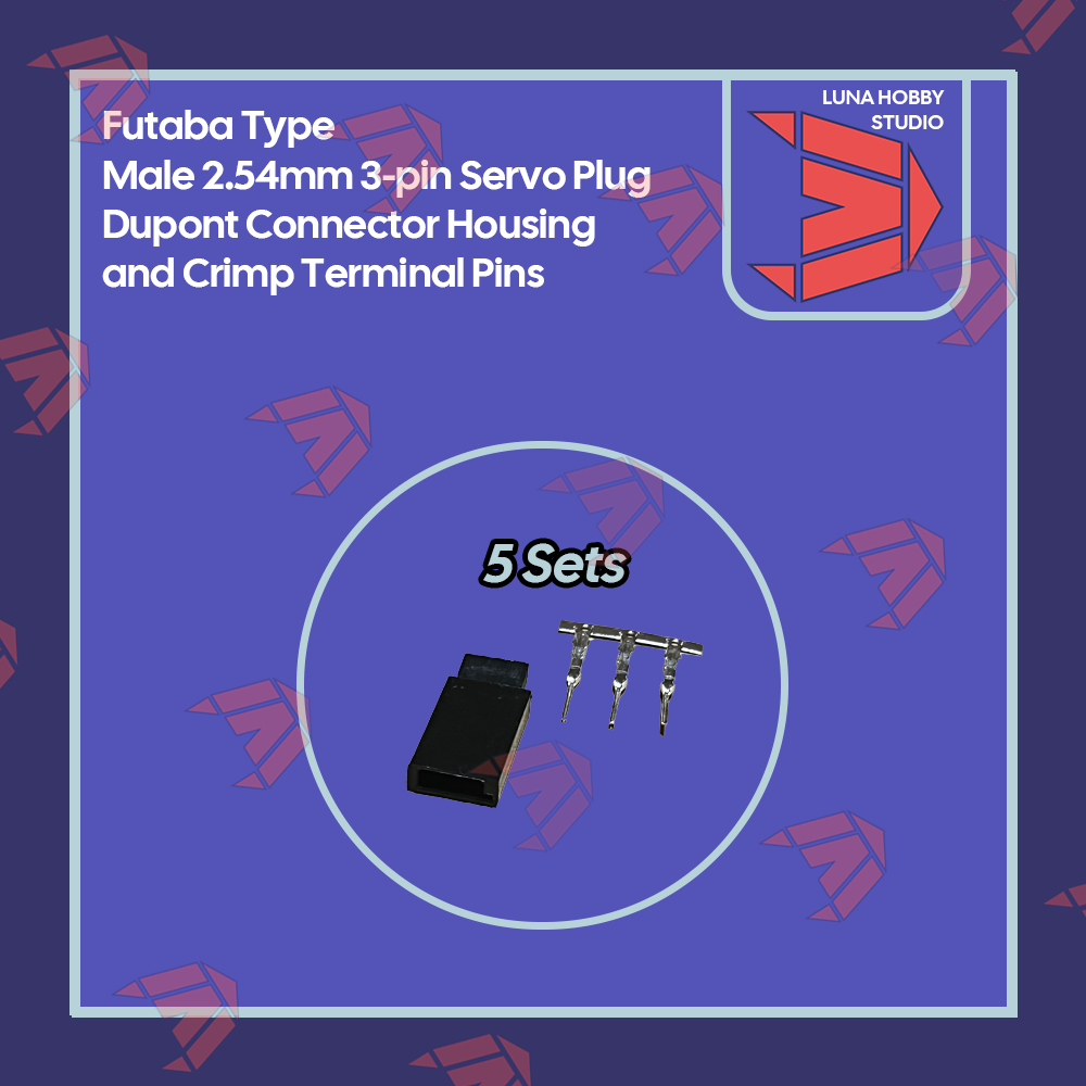 2.54mm 3-pin JR Type Futaba Type Male and Female Servo Plug Dupont Connector Housings and Crimp Terminal Pins for RC | @LUNA HOBBY STUDIO「LHS」