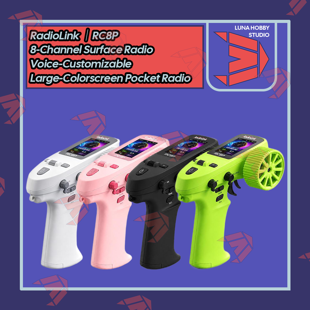 RadioLink RC8P Surface Pistol Radio Voice-Customizable Large-Screen 8-Channel Pocket Transmitter | LunaHobbyStudio「LHS」