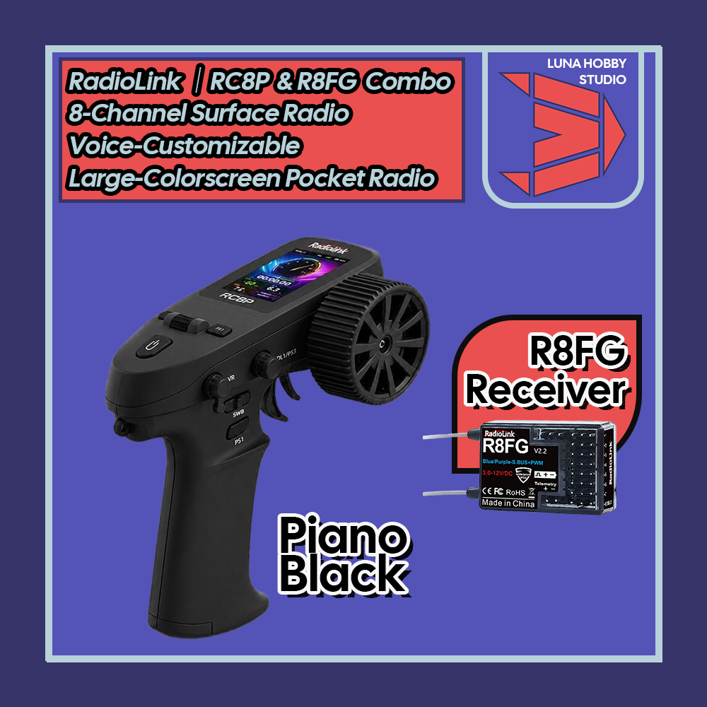 RadioLink RC8P Surface Pistol Radio Voice-Customizable Large-Screen 8-Channel Pocket Transmitter | LunaHobbyStudio「LHS」