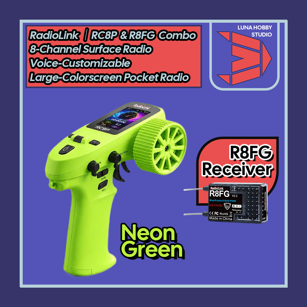 RadioLink RC8P Surface Pistol Radio Voice-Customizable Large-Screen 8-Channel Pocket Transmitter | LunaHobbyStudio「LHS」