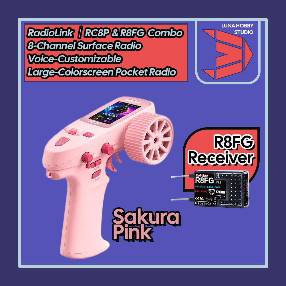 RadioLink RC8P Surface Pistol Radio Voice-Customizable Large-Screen 8-Channel Pocket Transmitter | LunaHobbyStudio「LHS」