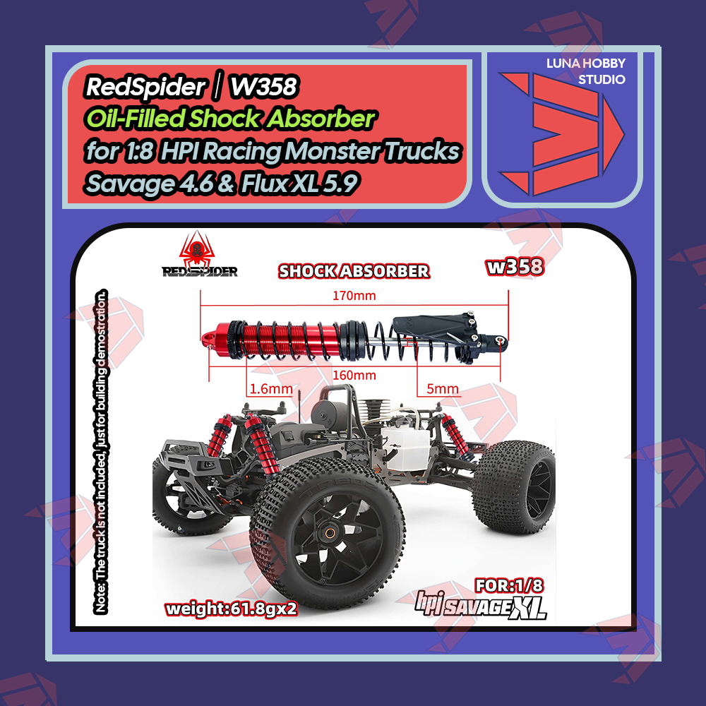 RS RedSpider Oil-Filled Shock Absorber for 1/8 HPI Racing Big Monster Trucks SAVAGE 4.6 FLUX XL 5.9 | LunaHobbyStudio「LHS」