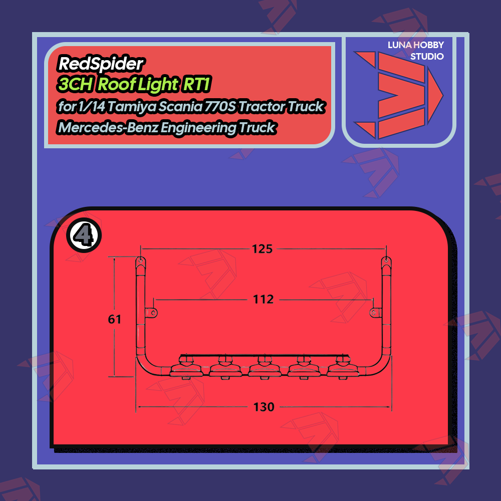 RS RedSpider RT1 for 1/14 Tamiya Scania 770S Tractor Engineering Truck CH3 Roof Light RT1 | LunaHobbyStudio「LHS」