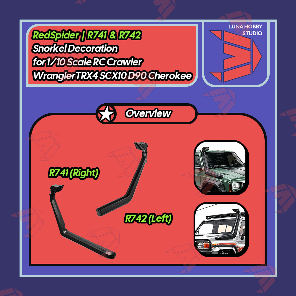 RS RedSpider Snorkel Decoration for 1/10 Scale RC Crawler Wrangler TRX4 SCX10 D90 Cherokee FMS WLtoys | LunaHobbyStudio「LHS」