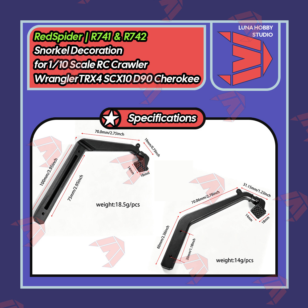 RS RedSpider Snorkel Decoration for 1/10 Scale RC Crawler Wrangler TRX4 SCX10 D90 Cherokee FMS WLtoys | LunaHobbyStudio「LHS」