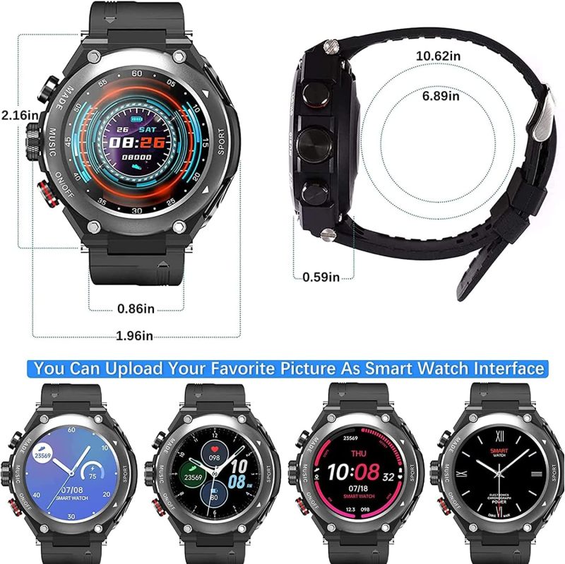 Smart Watch with Earbuds, Bluetooth 5.3 HiFi Sound Effect [GPS 45mm], US Version Compatible Android and iOS (Black)
