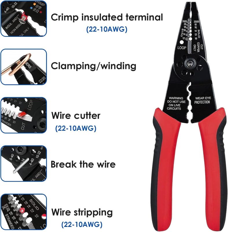 8-inch Wire Stripper Wire crimping tool Wire Cutter Professional Wire Crimper Multi-Function Cable Stripper Tools LCS-C-1045