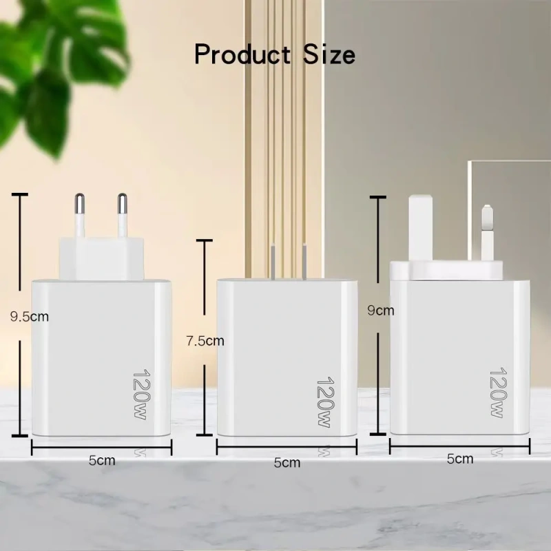 New PD120W Mobile Phone Charger 5V2.4A Compatible With All Phone US EU UK Plug PD+3USB Multi Port Adapter Charging Head