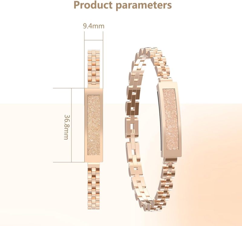 Stainless Steel Smart Bracelet with Heart Rate Monitor (Gold)