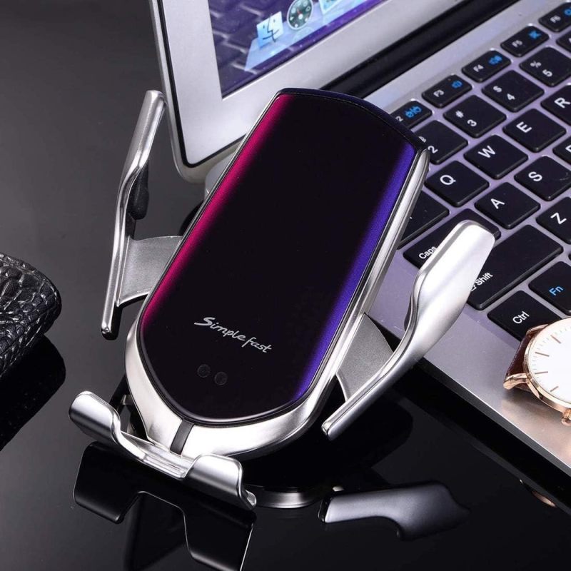 Smart Sensor Wireless Car Charger Mount New Model R2,10W Qi Fast Charging,for Samsung/Android/iPhone, etc (Silver, R2)