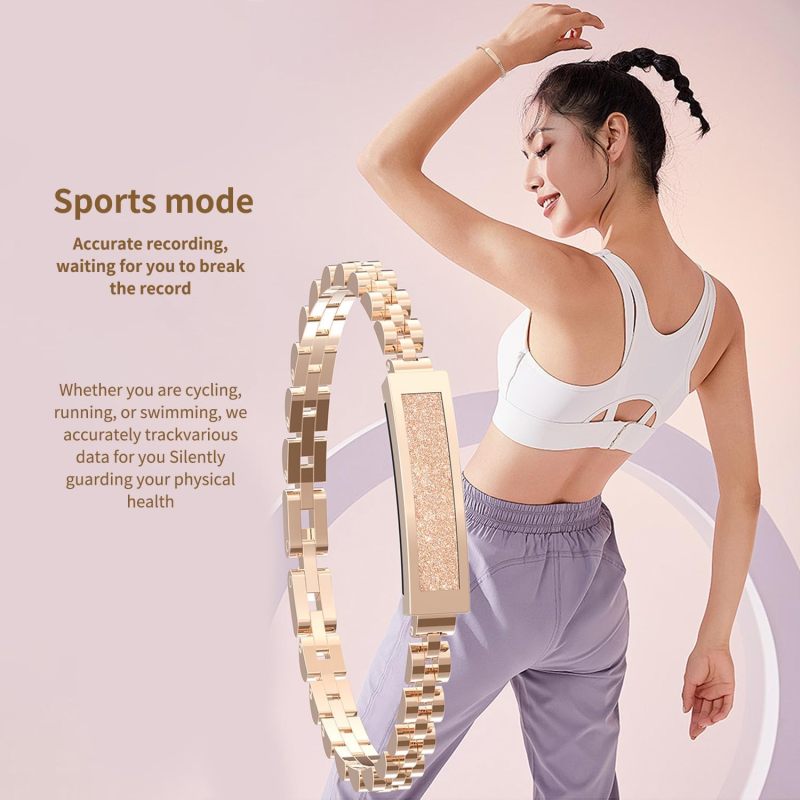 Stainless Steel Smart Bracelet with Heart Rate Monitor (Gold)