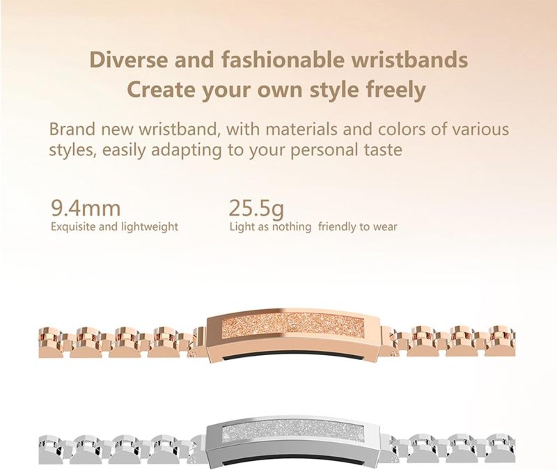 Stainless Steel Smart Bracelet with Heart Rate Monitor (Gold)
