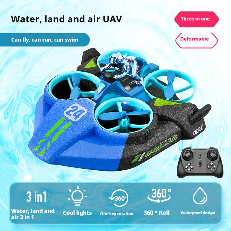 T0011 3-in-1 Waterproof Amphibious RC Drone Toy