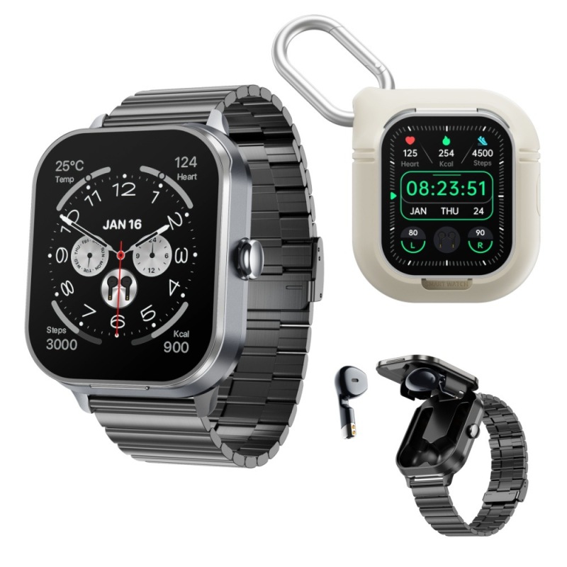 E2001 Smart Watch with Earbuds D8PRO, Bluetooth 5.3 HiFi Sound Effect