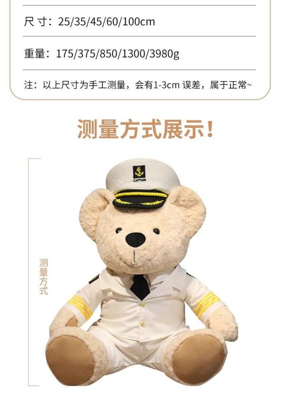 C0011 Captain Teddy Bear Plush Toy