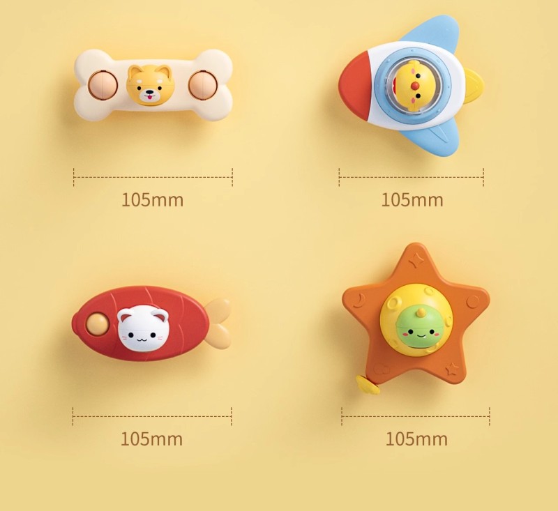 T0055 Suction Cup Spinning Fun Cartoon Toy 6-Piece Set