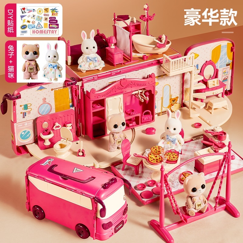 T0060 Girls' Motorhome Bus Toy Set