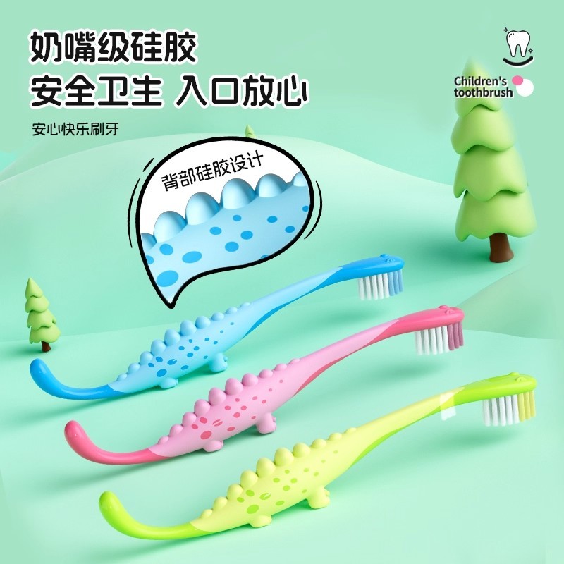 P5005 Dinosaur-Shaped Children's Toothbrush 3-Pack, Ages 6-12