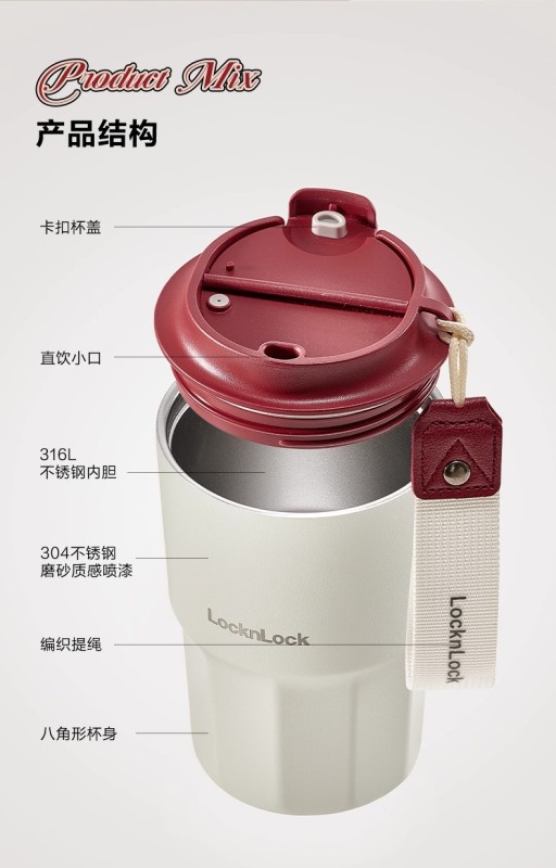 T0070 Lock&Lock Ceramic Lining Thermal Coffee Mug 450ml