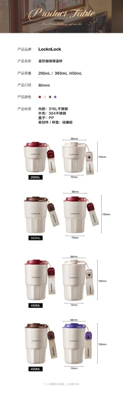 T0070 Lock&Lock Ceramic Lining Thermal Coffee Mug 450ml