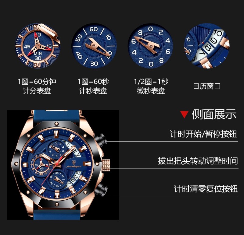 E9064 New Model Men's Quartz Electronic Waterproof Watch