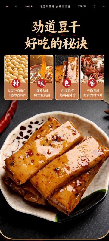 G0033 Zhang Fei Chewy Dried Tofu 500g