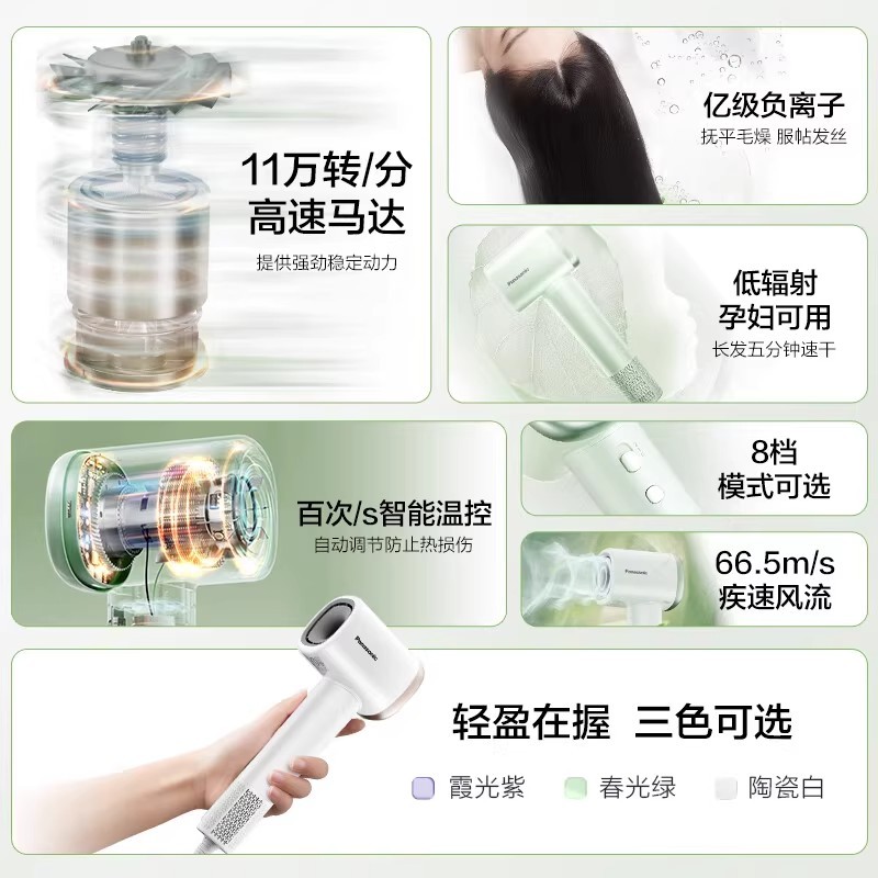 H0020 Panasonic Nozzle-Free High-Speed Negative Ion Hair Dryer EH-NE6L