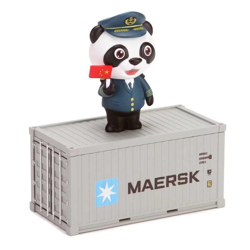 C0019 Captain Panda Container-Themed Cartoon Figurine Figure