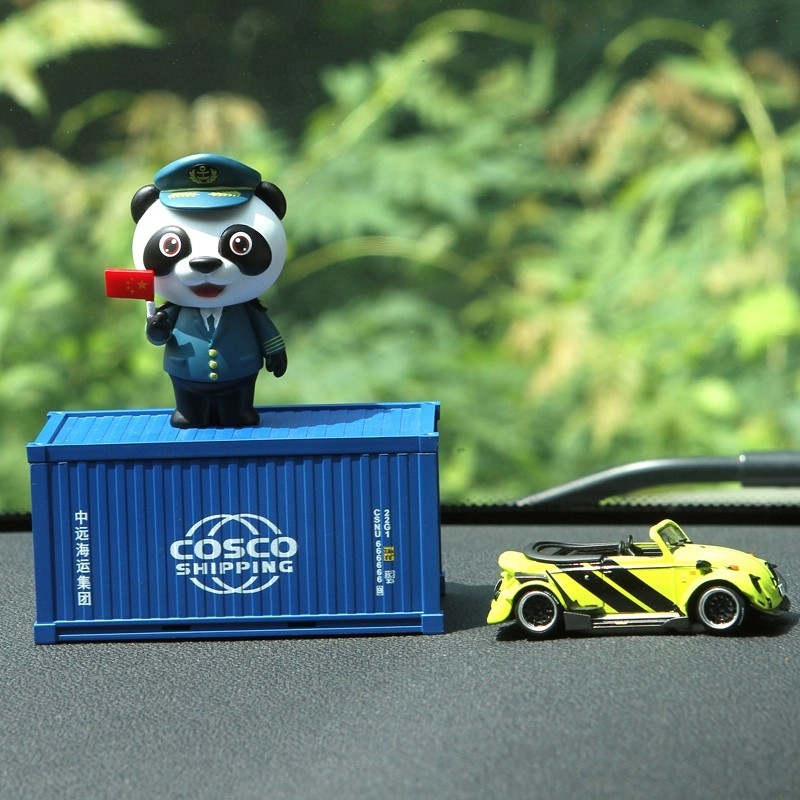 C0019 Captain Panda Container-Themed Cartoon Figurine Figure