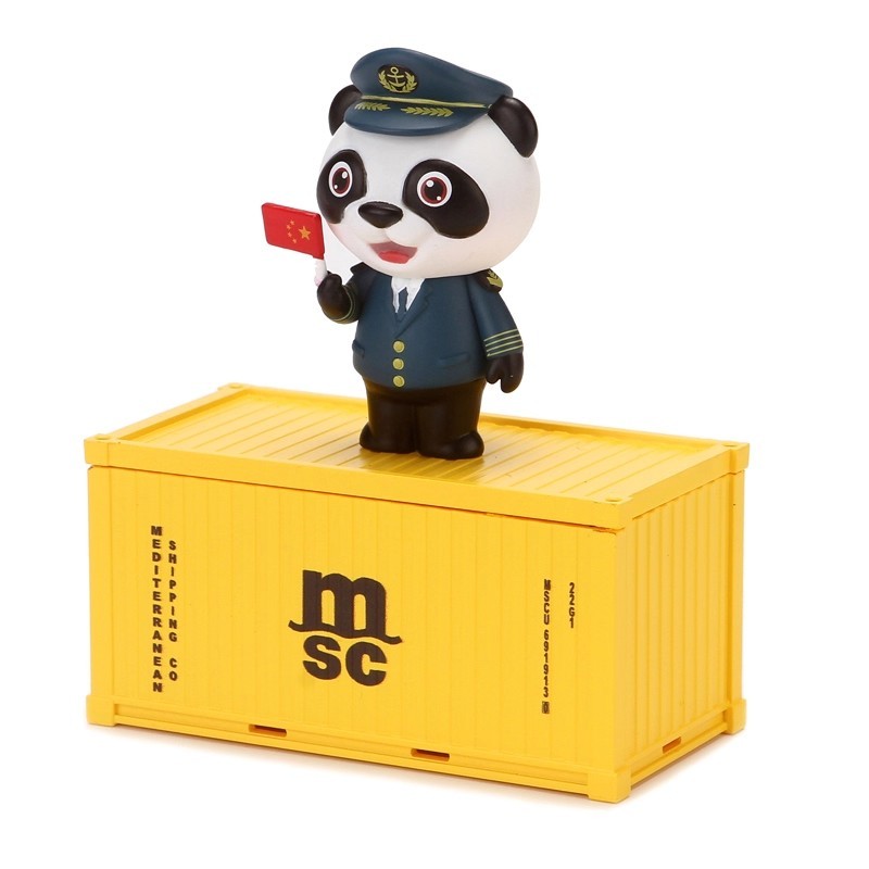 C0019 Captain Panda Container-Themed Cartoon Figurine Figure