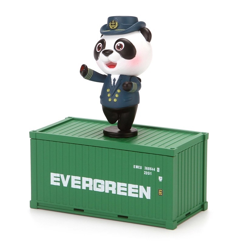 C0019 Captain Panda Container-Themed Cartoon Figurine Figure