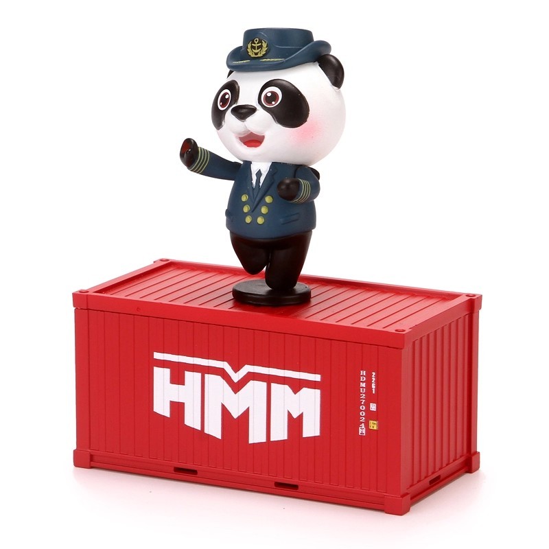 C0019 Captain Panda Container-Themed Cartoon Figurine Figure