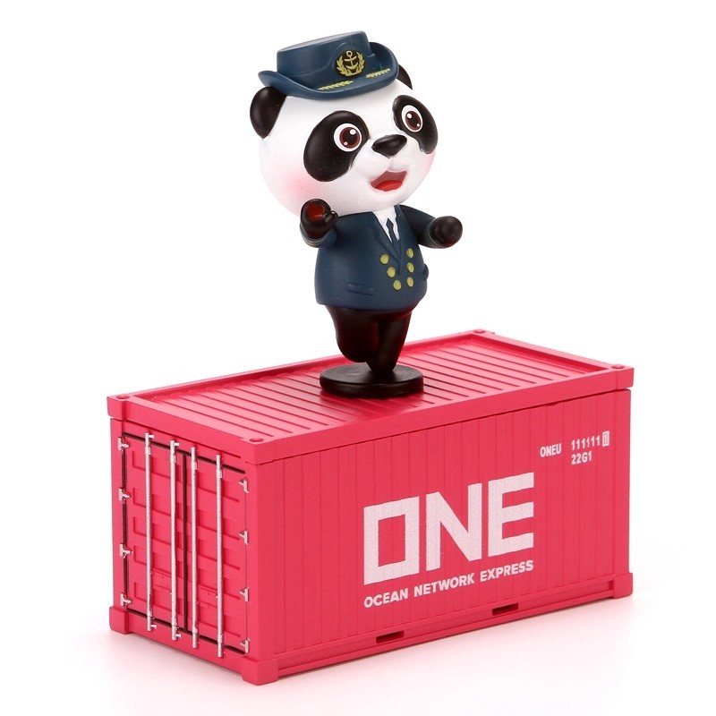 C0019 Captain Panda Container-Themed Cartoon Figurine Figure