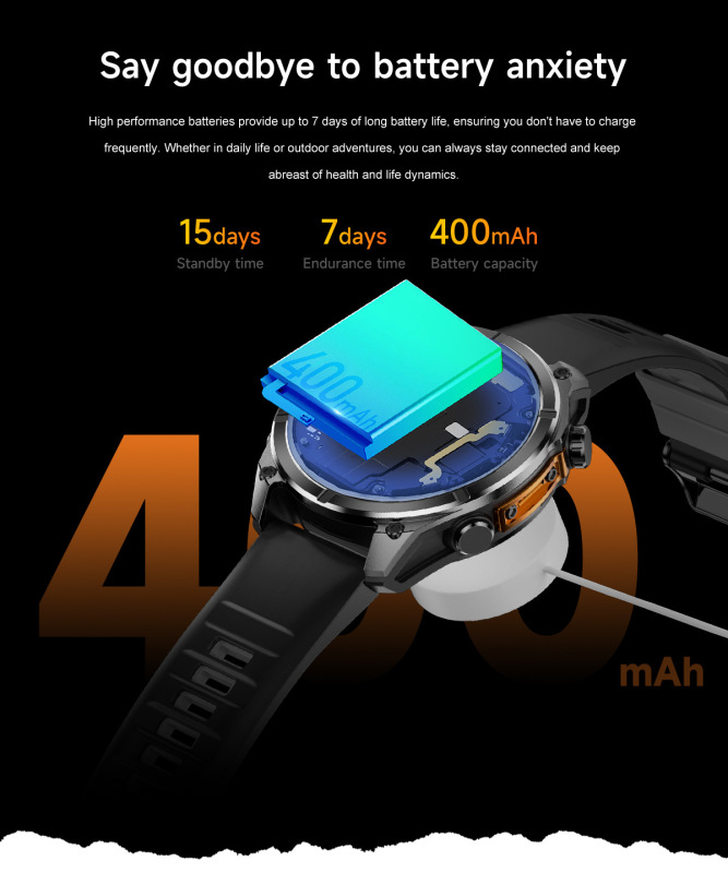 E3001 HD300 Metal Body LED Flashlight Outdoor Sports Wireless Charging Smart Watch