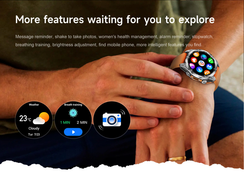 E3001 HD300 Metal Body LED Flashlight Outdoor Sports Wireless Charging Smart Watch