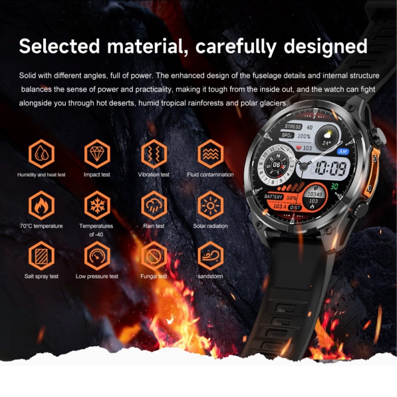 E3001 HD300 Metal Body LED Flashlight Outdoor Sports Wireless Charging Smart Watch