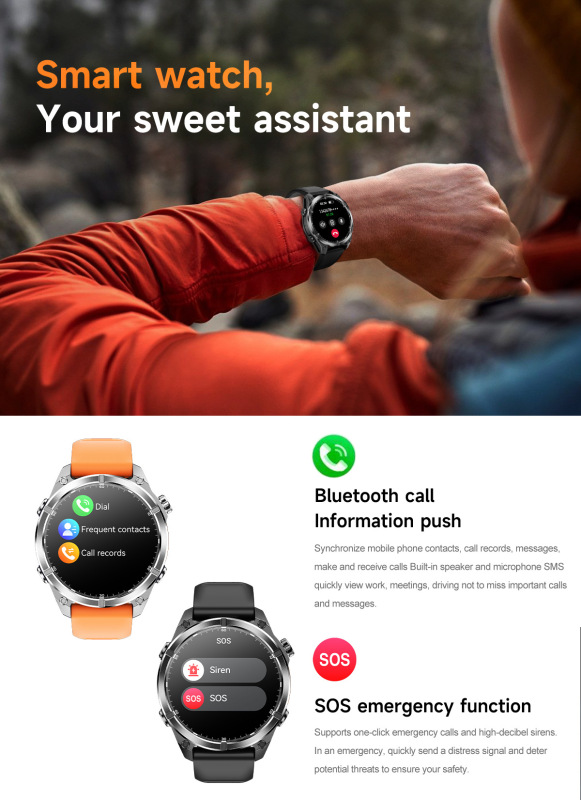 E3001 HD300 Metal Body LED Flashlight Outdoor Sports Wireless Charging Smart Watch