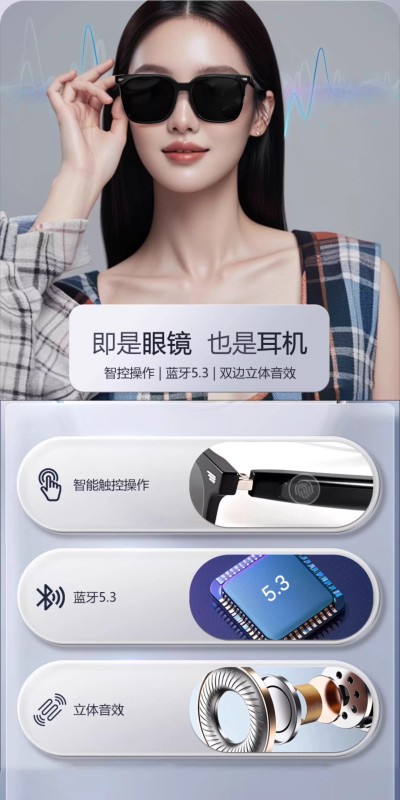 E9085 Unisex Wireless Smart Bluetooth Sunglasses (2-in-1 Audio Glasses & Headphones)