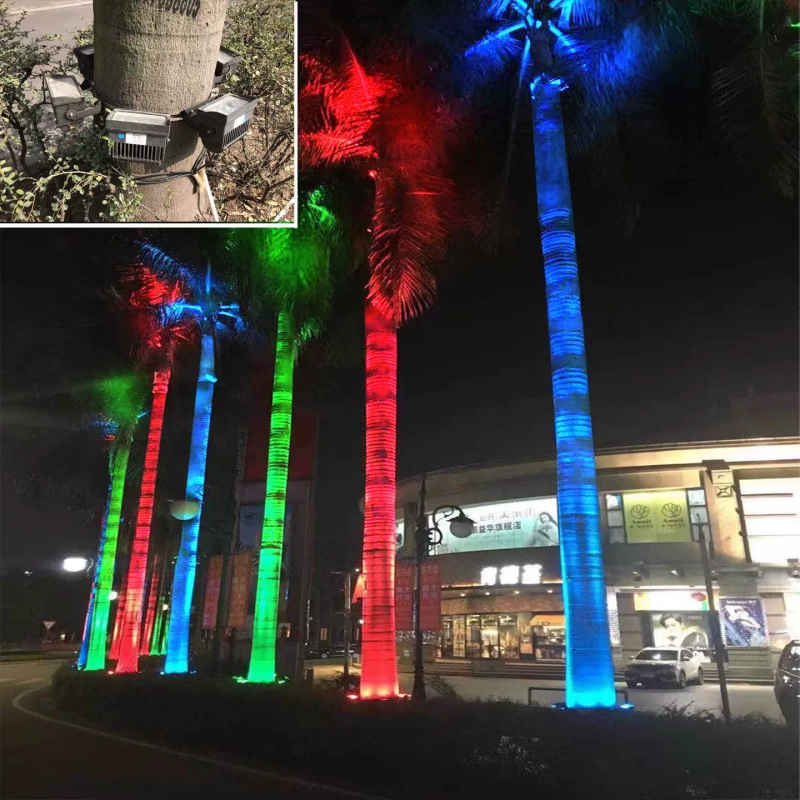 E9074 Outdoor Waterproof RGB LED Tree Hugging Ring Spotlight 6-Pack Set 220V 72W