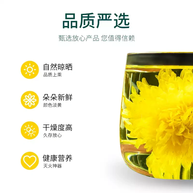 G0051 Extra large Golden Thread Imperial Chrysanthemum dried flowers, 9-11cm per flower, 50 packs per package
