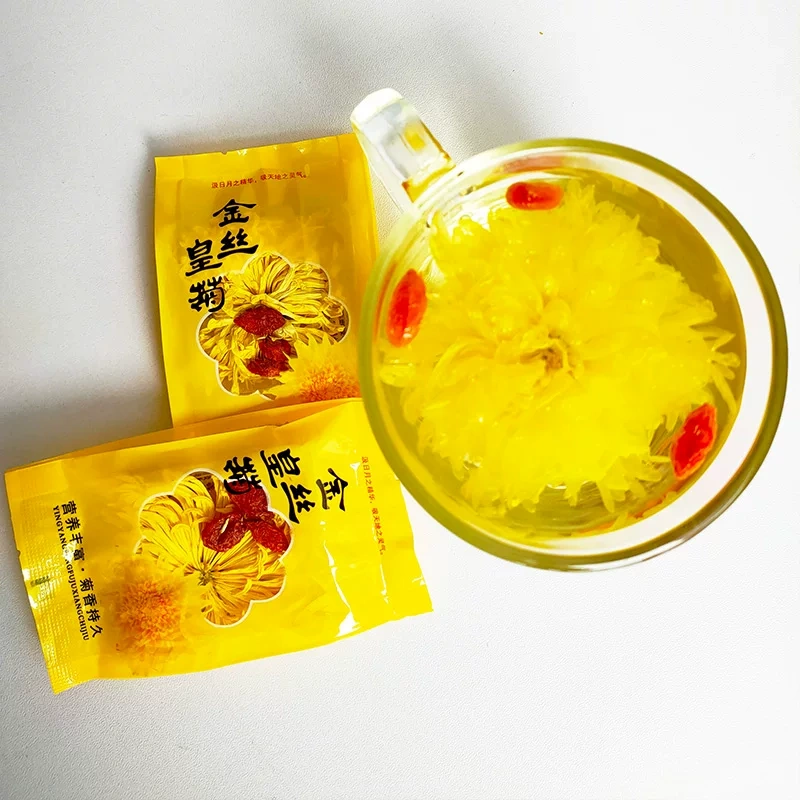 G0051 Extra large Golden Thread Imperial Chrysanthemum dried flowers, 9-11cm per flower, 50 packs per package