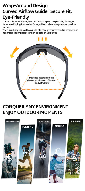 E9076 HeyCyan Q01 Sports Cycling Smart AI Camera Glasses 8MP