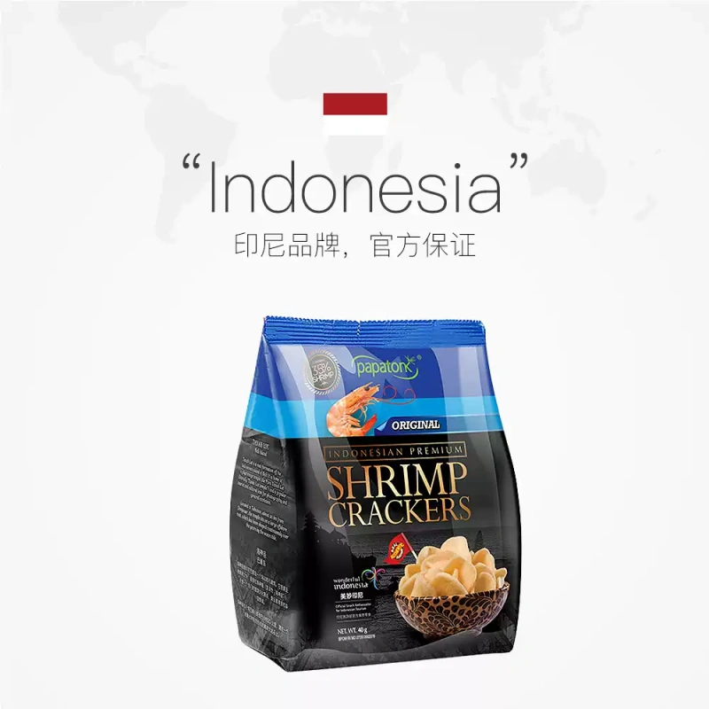 G0072 Indonesian Papatonk Assorted Flavors Seafood Shrimp Chips 40g × 3 Packs
