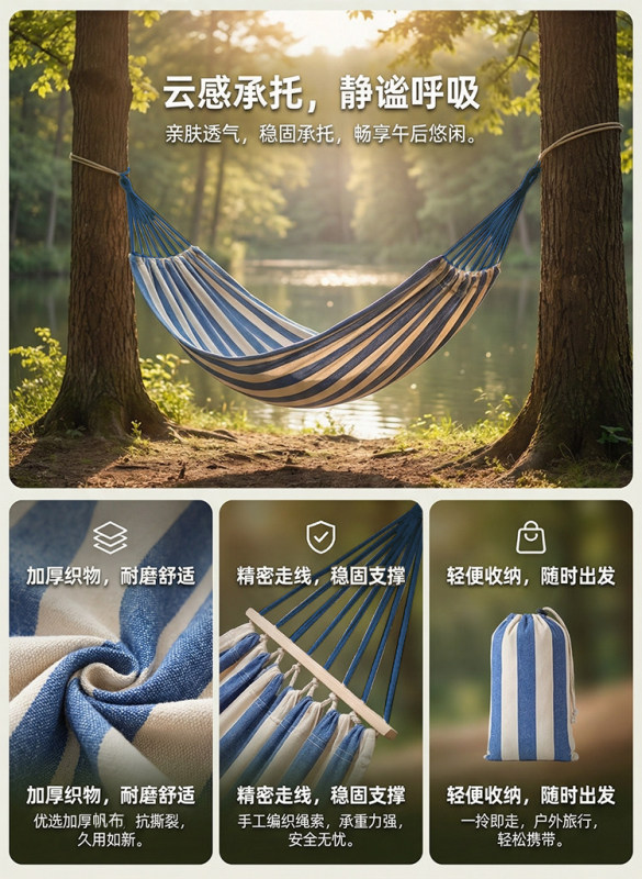 H0035 Extra Thick Canvas Hammock Hanging Chair