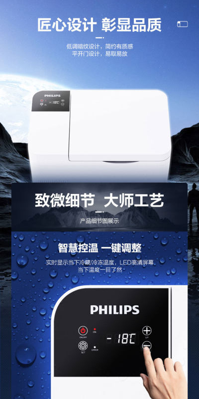 A0009 Philips Car/Home/Camping Multi-purpose Mini Outdoor Refrigerator 12/24/220V Universal TB5301/25L