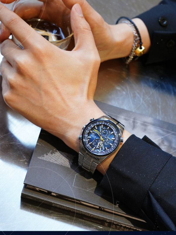 E9081 Citizen Radio Wave Luminous Sky Hawk Blue Angels Eco-Drive Water Resistant Men's Watch Made in Japan