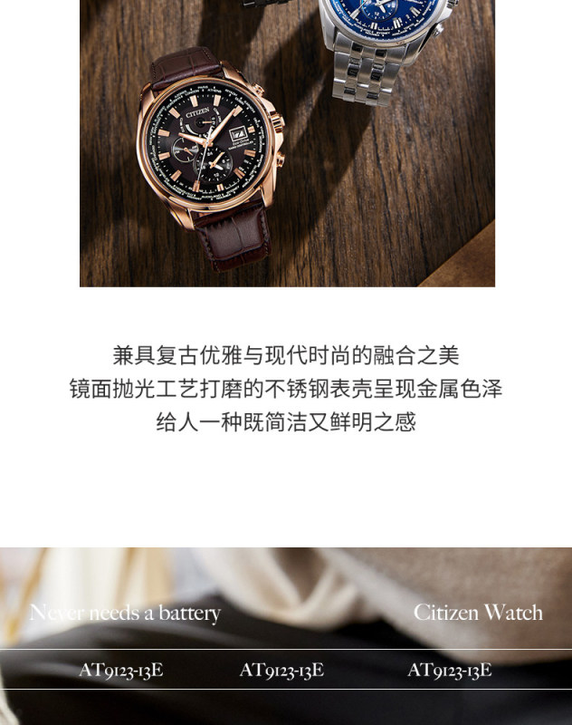 E9081 Citizen Radio Wave Luminous Sky Hawk Blue Angels Eco-Drive Water Resistant Men's Watch Made in Japan