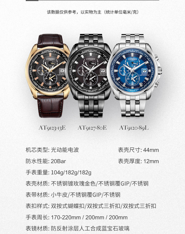 E9081 Citizen Radio Wave Luminous Sky Hawk Blue Angels Eco-Drive Water Resistant Men's Watch Made in Japan